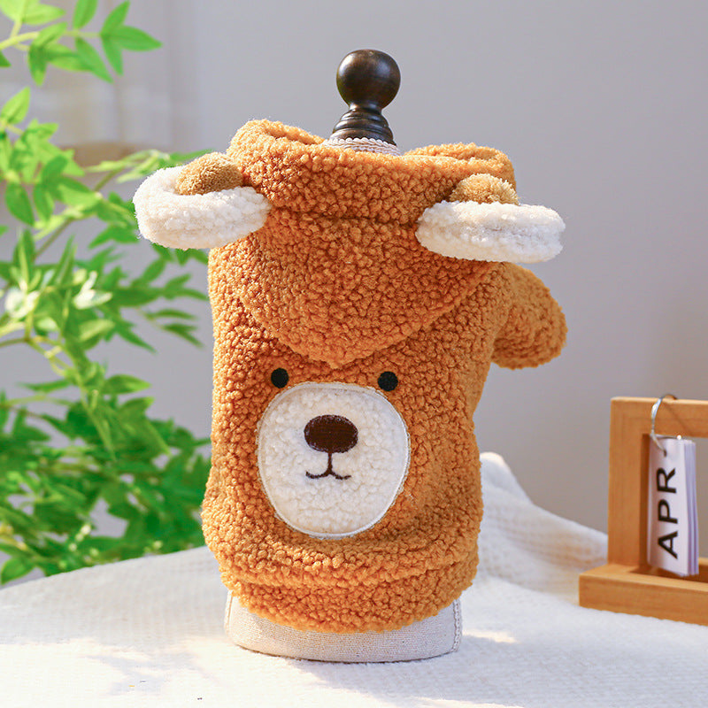 Lambswool Round Bear Dog Hoodie