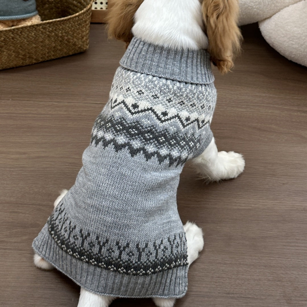 Gray Fair Isle Little Dog Sweater
