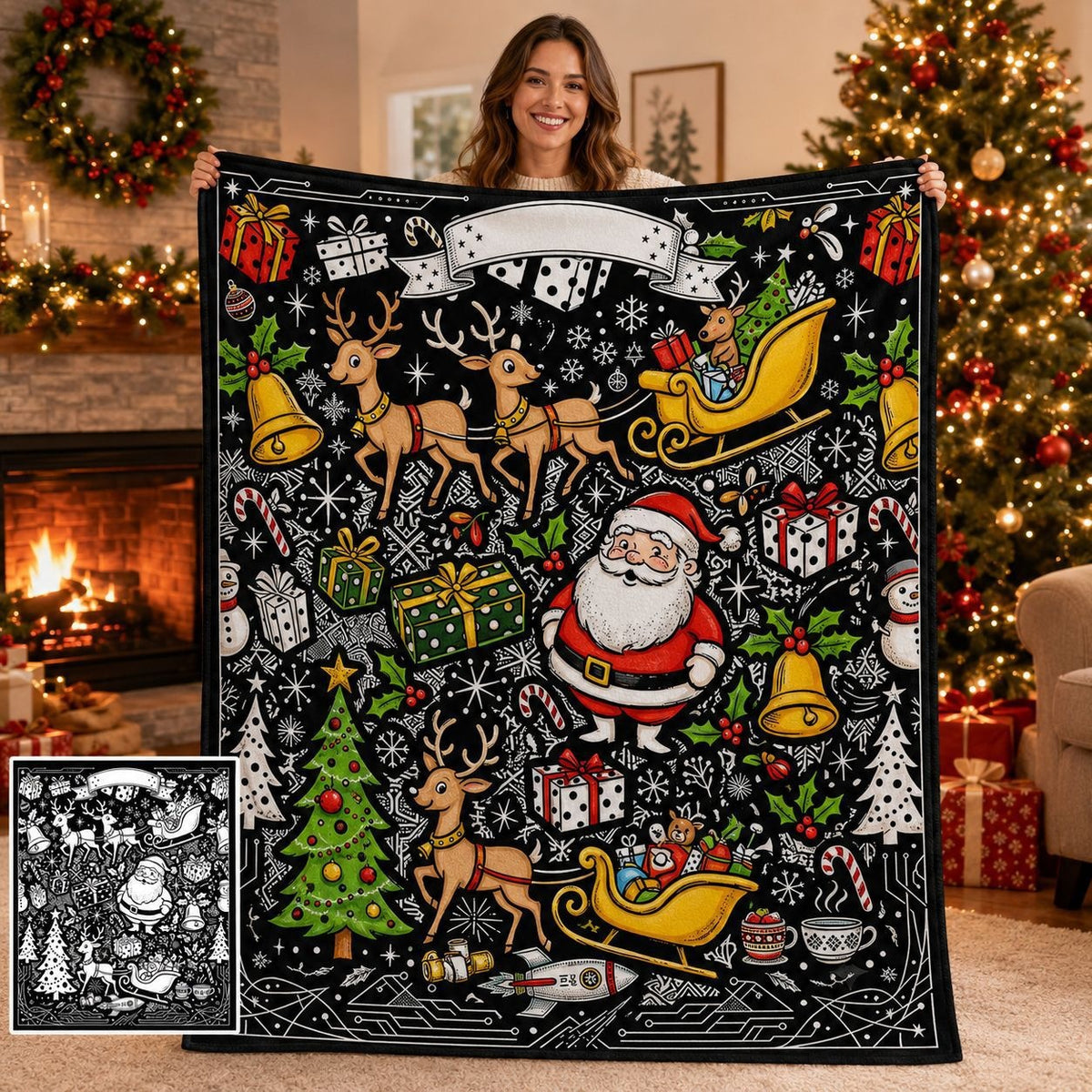 Christmas DIY Coloring and Doodling Blanket