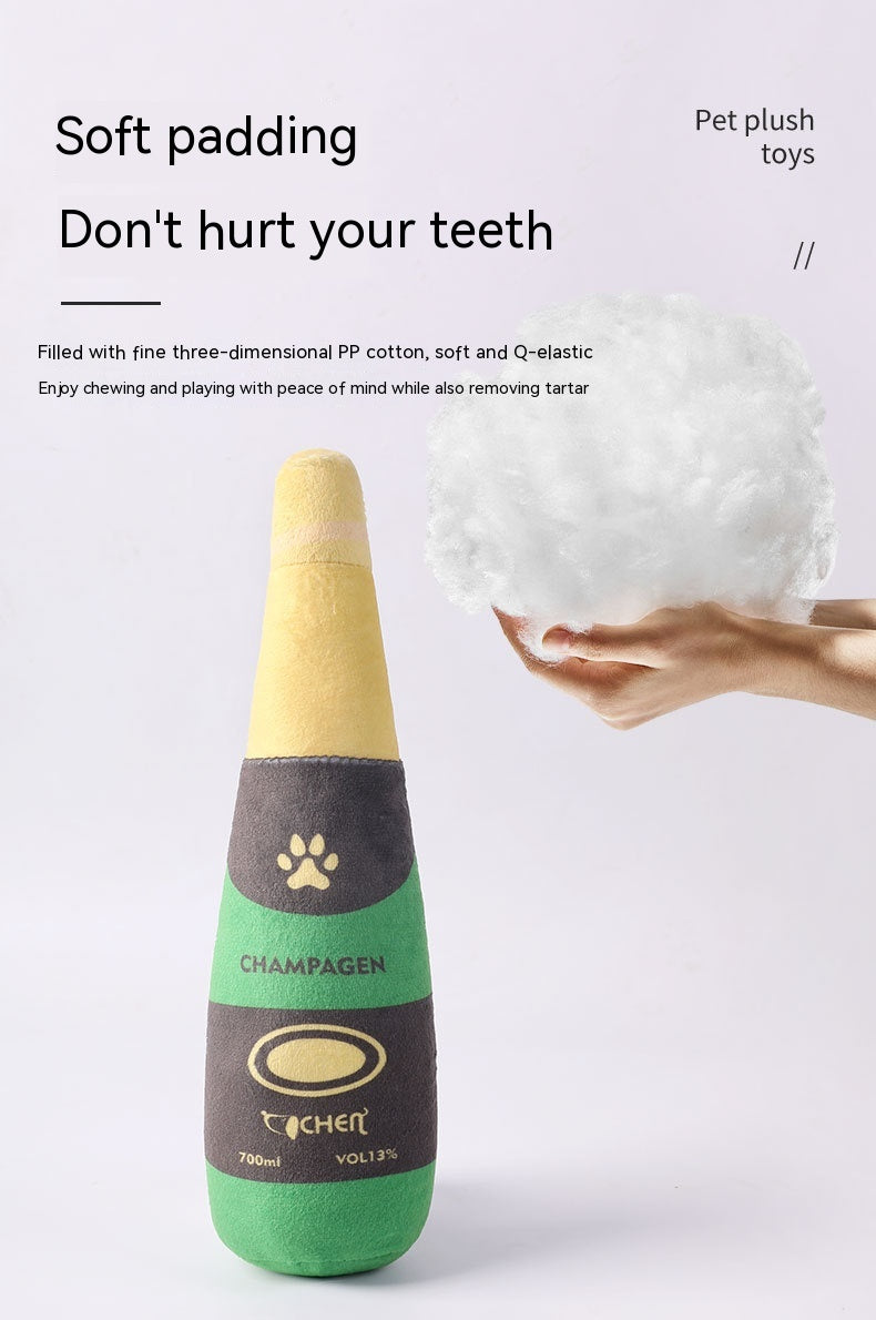 Dog Toy Champagne Bottle Bite-Resistant Plush Toy