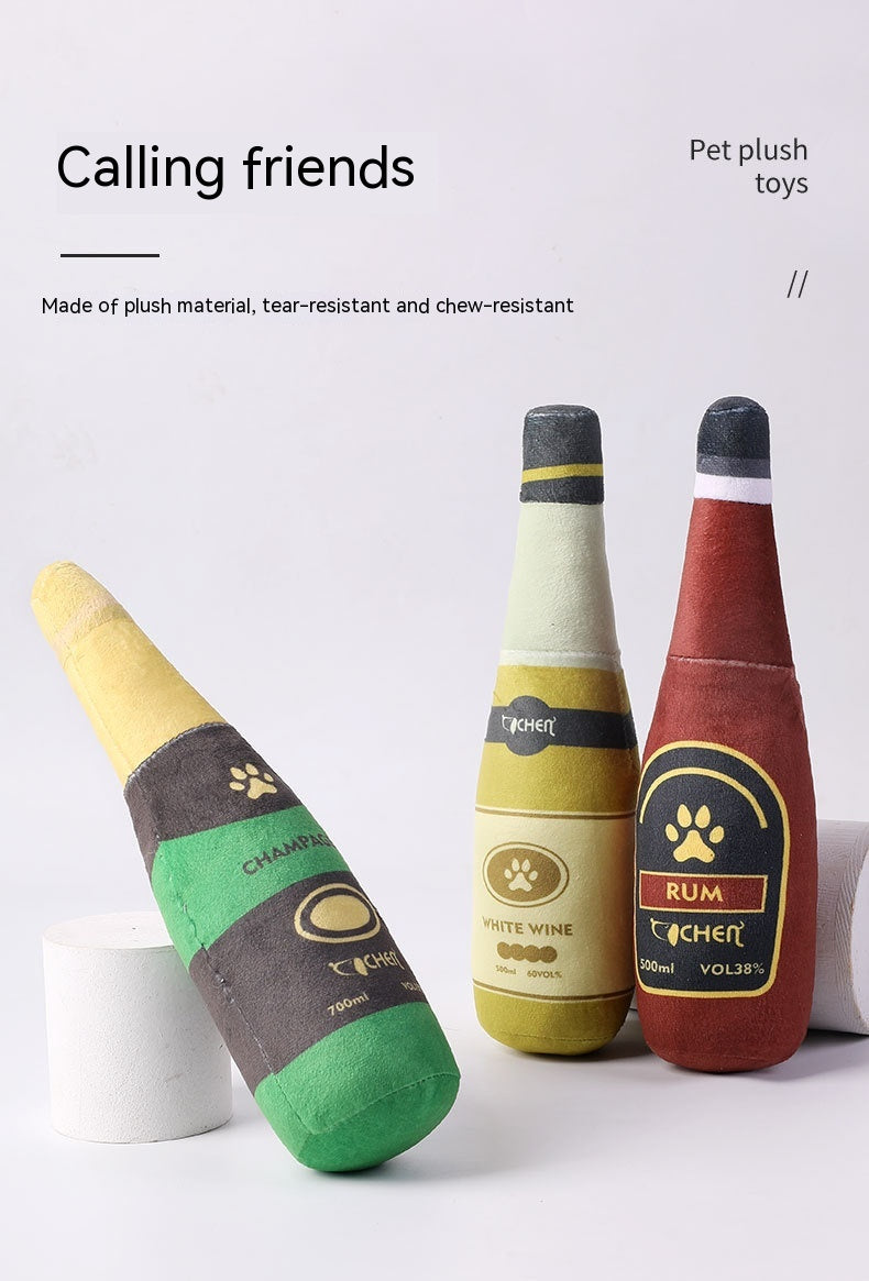 Dog Toy Champagne Bottle Bite-Resistant Plush Toy