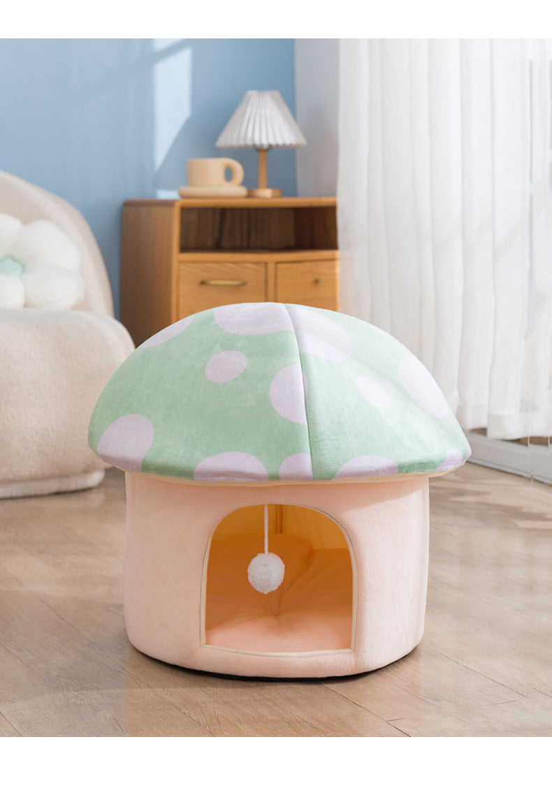 Cartoon Mushroom Removable And Washable Soft Pet Bed