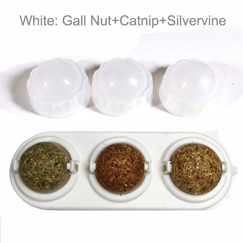 3-Piece Self-Adhesive Catnip Lick Ball