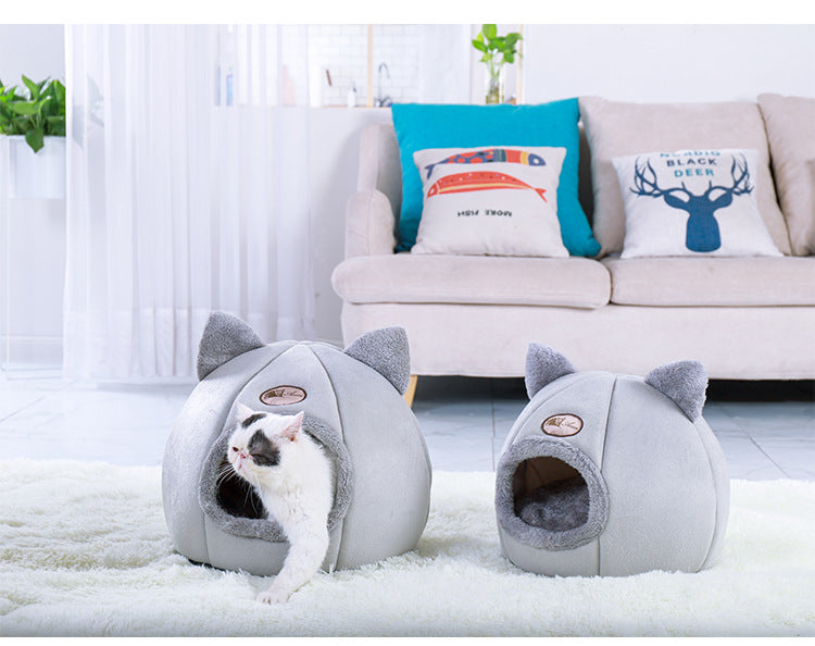 Semi-Enclosed Warm Fluffy Pet Nest