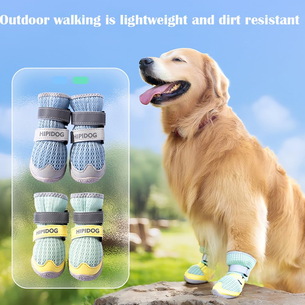 4Pcs Reflective Anti-Slip Breathable Dog Boots