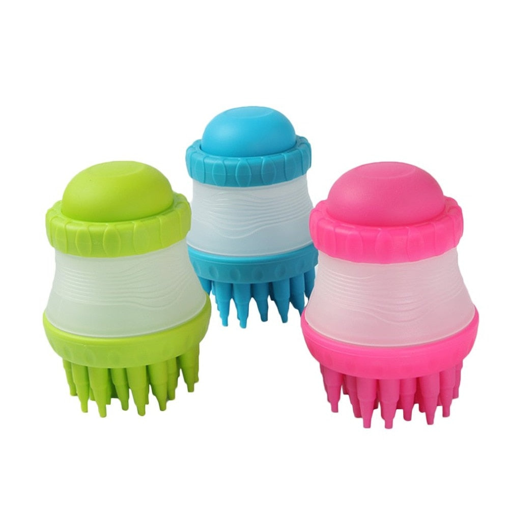Silicone Dog Washing Brush with Shampoo Reservoir