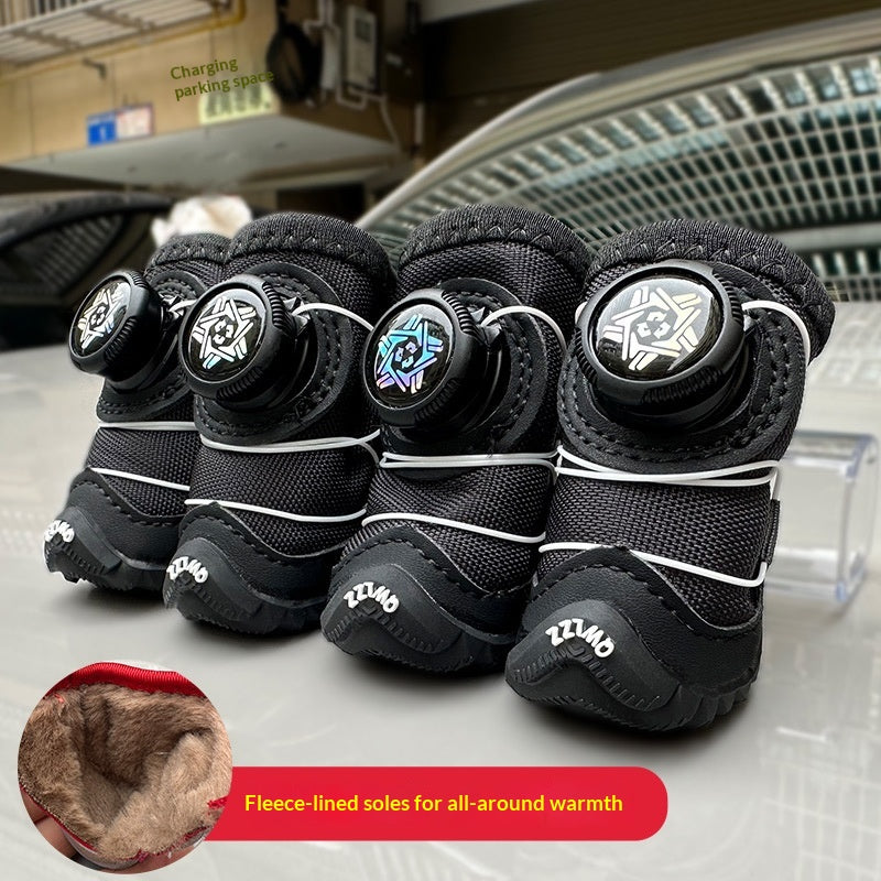 Cotton-Padded Button Dog Shoes