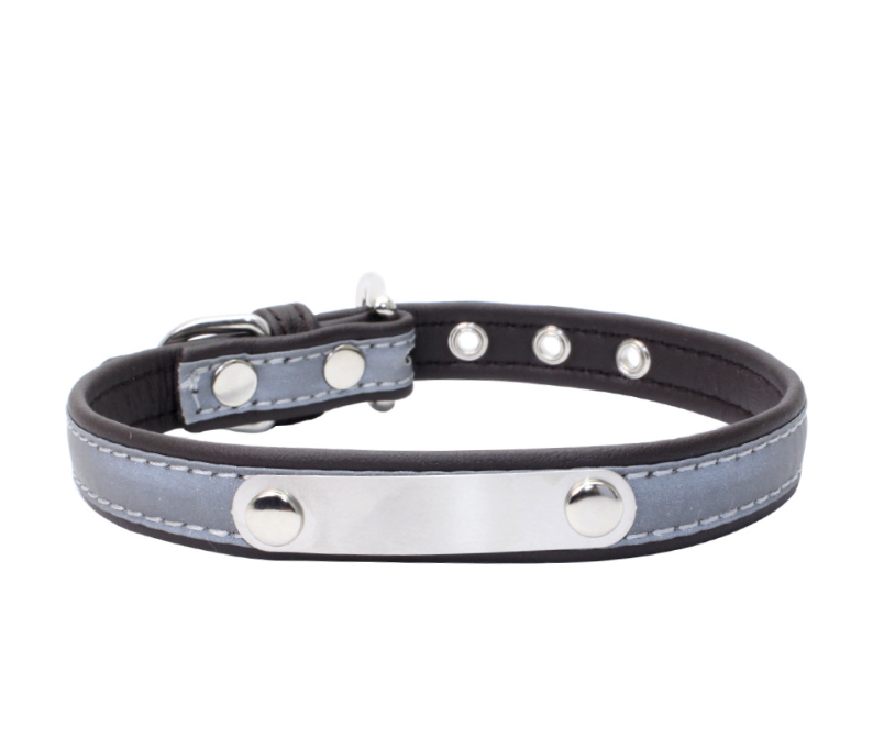 Pet Collar Stainless Steel Iron Lettering Anti-Lost Dog Collar Comfortable Microfiber Dog Chain