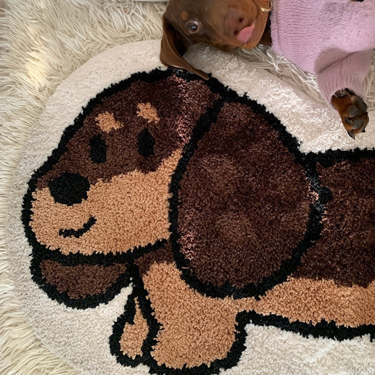 Long Thickened Dachshund Flocking Carpet