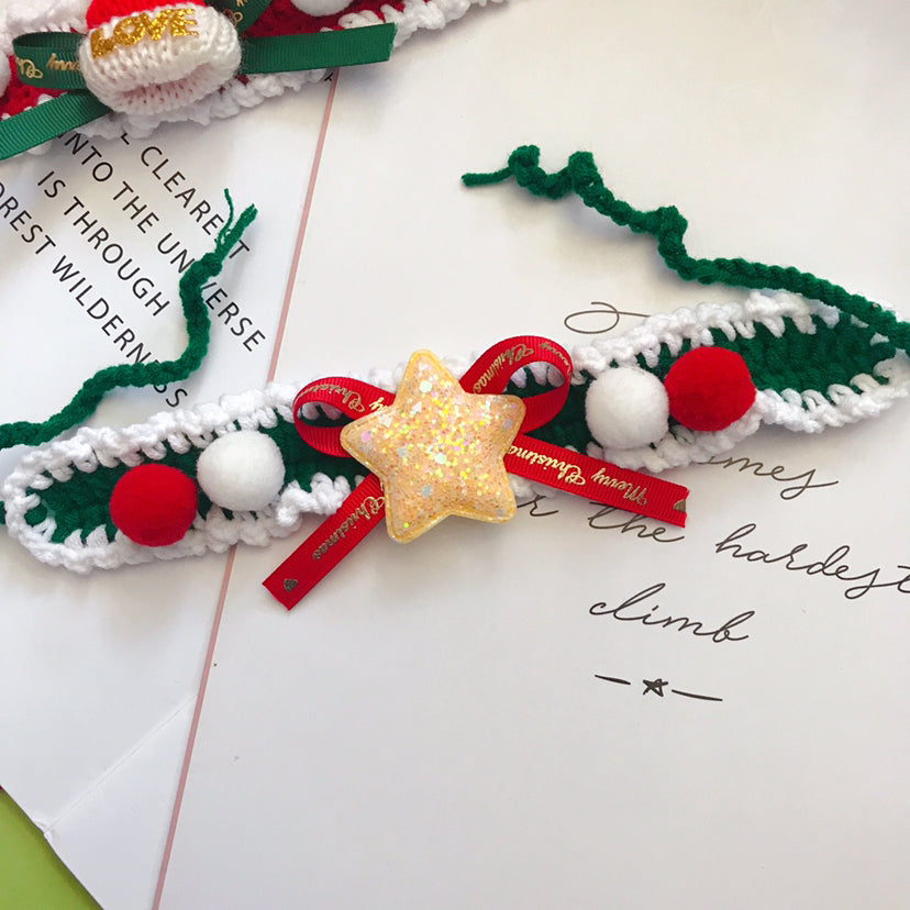 Hand Woven Wool Christmas Pet Collar