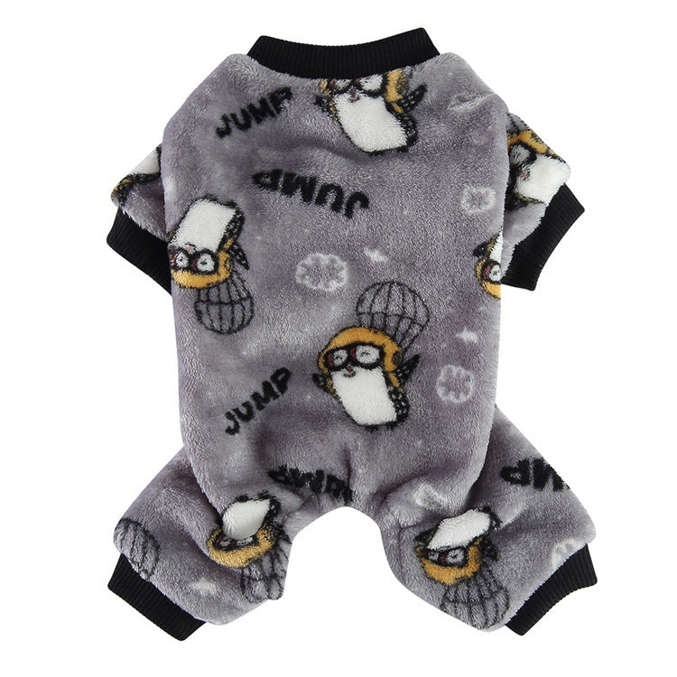 Winter Plush Zebra Stripe Pet Pajamas