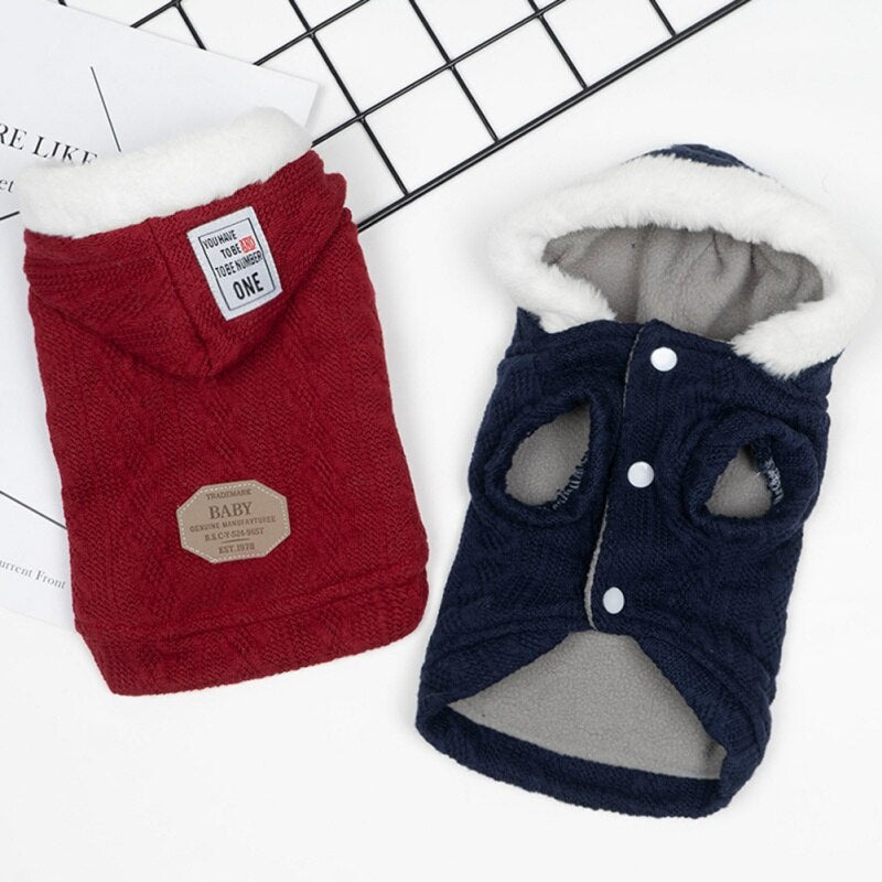 Autumn And Winter Thick Warm Hooded Sweater Pet Clothing