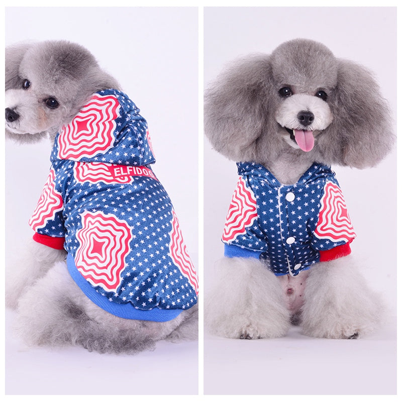 Printed Cotton Two-Legged Teddy Bichon Autumn And Winter Pet Clothes
