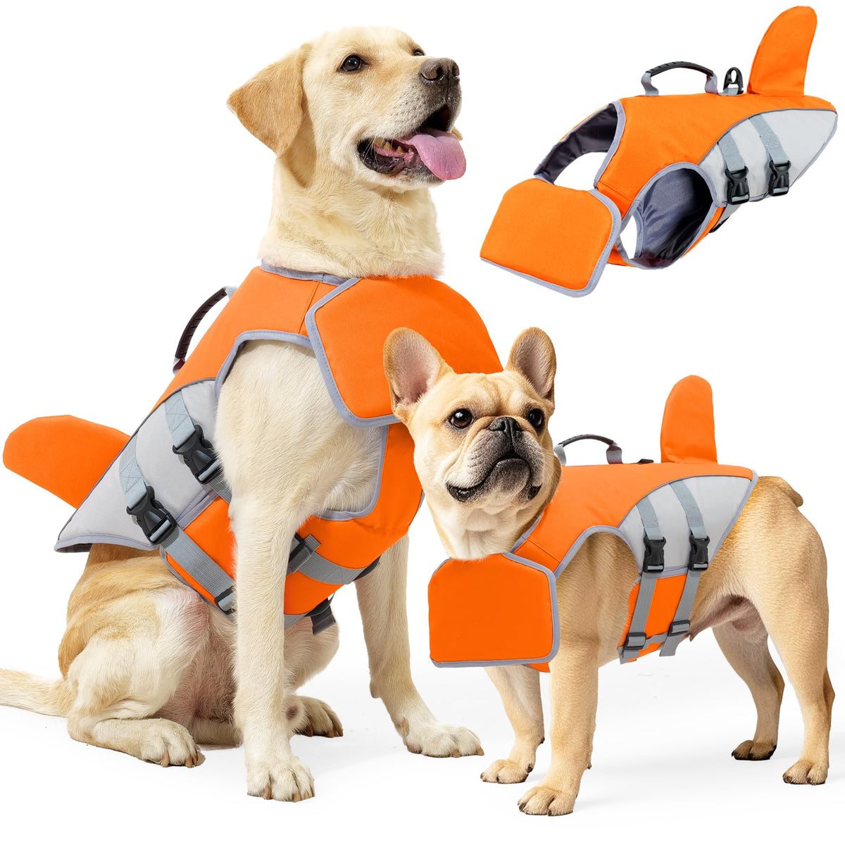 Shark Dog Life Jacket With Rescue Handle