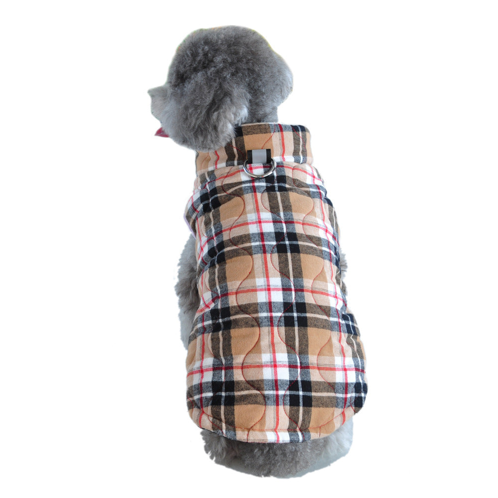 Winter Plaid Zip Dog Down Jacket