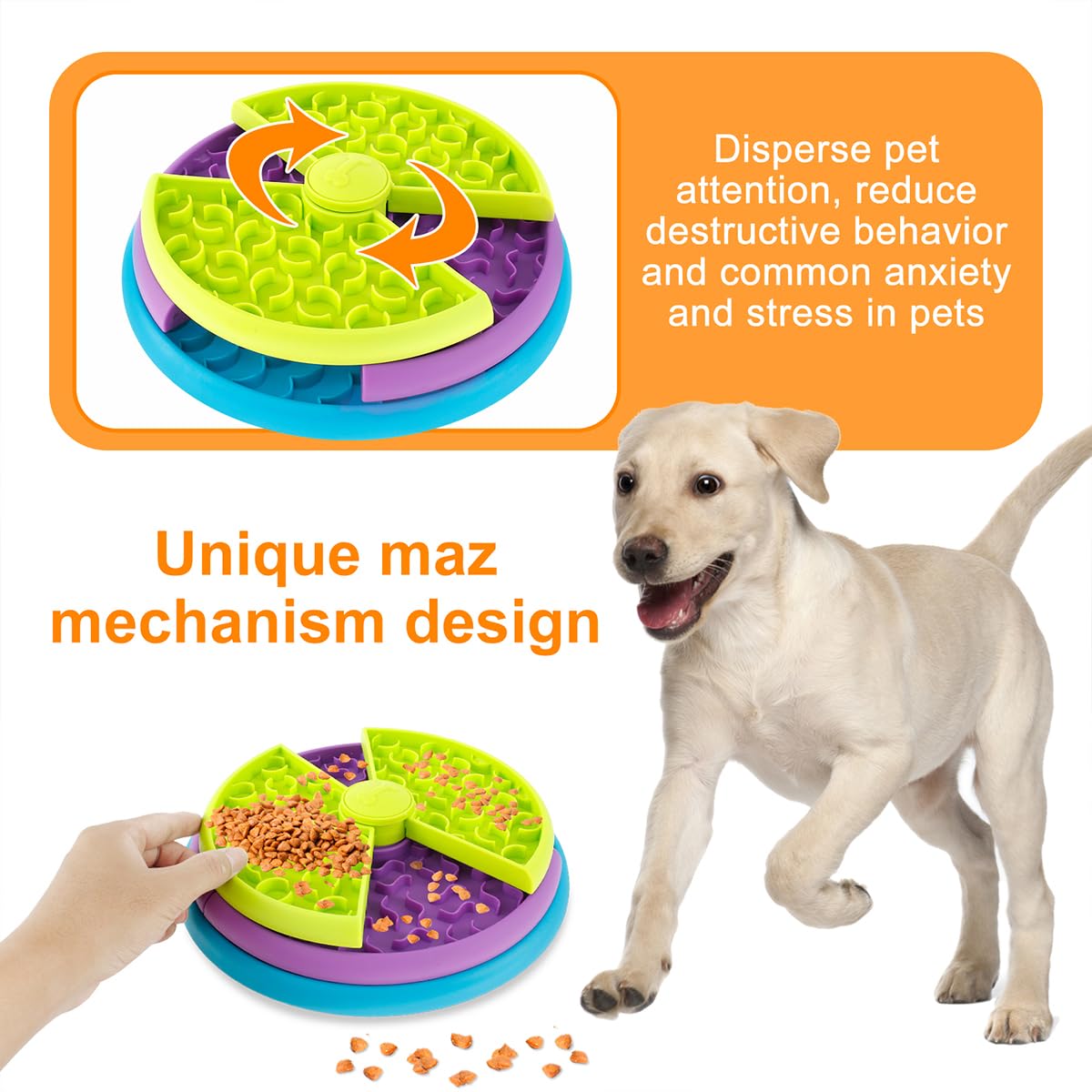 3In1 Interactive Dog Puzzle Feeder, Rotating Anti-Choking Slow Feeder Bowl & Lick Mat, Mental Stimulation Foraging Toy For Medium & Large Do