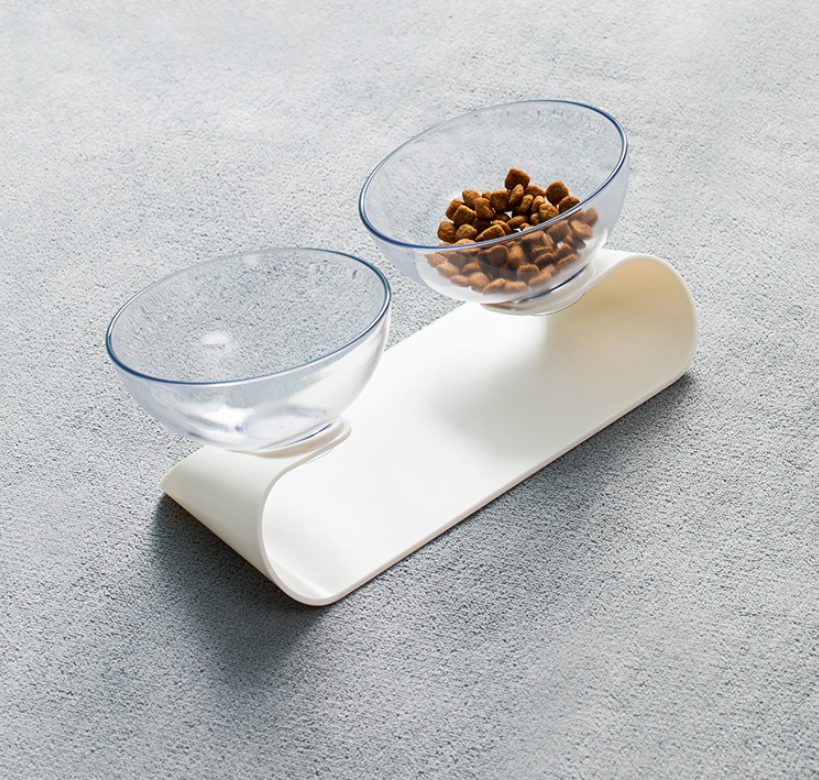 White Double Pet Bowl