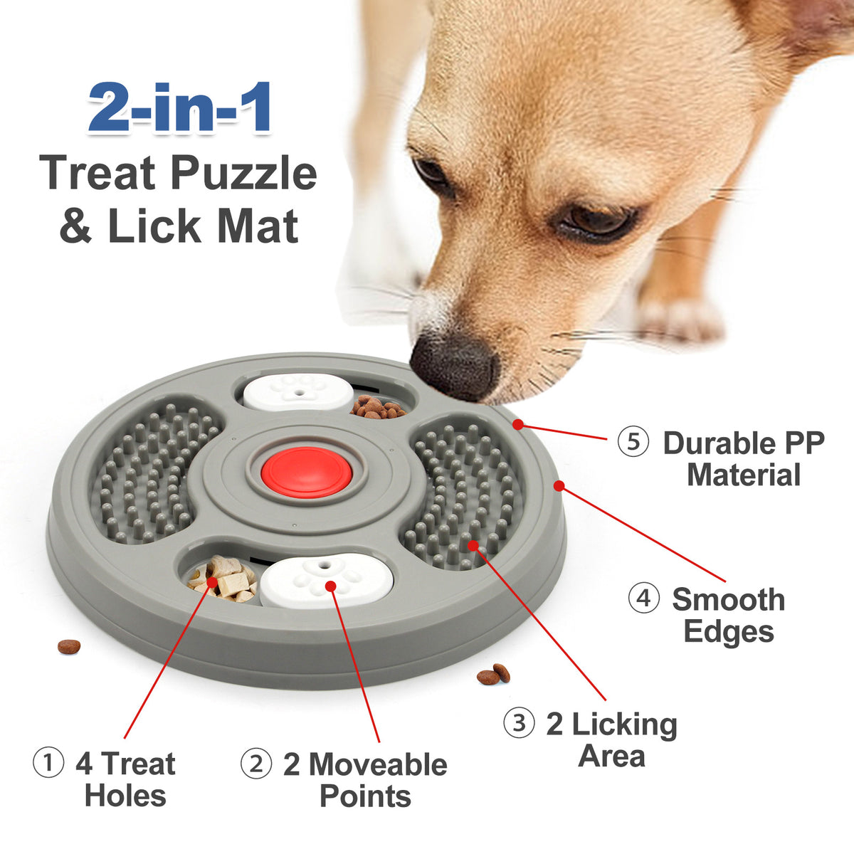2-in-1 Slow Feeder Dog Bowl and Lick Mat