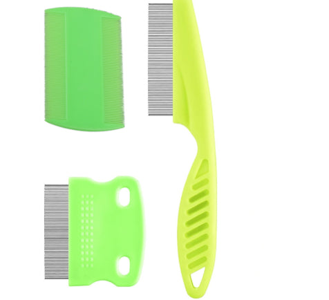 Stainless Steel Dense Gear Blue Pet Flea Comb 4-Piece Set