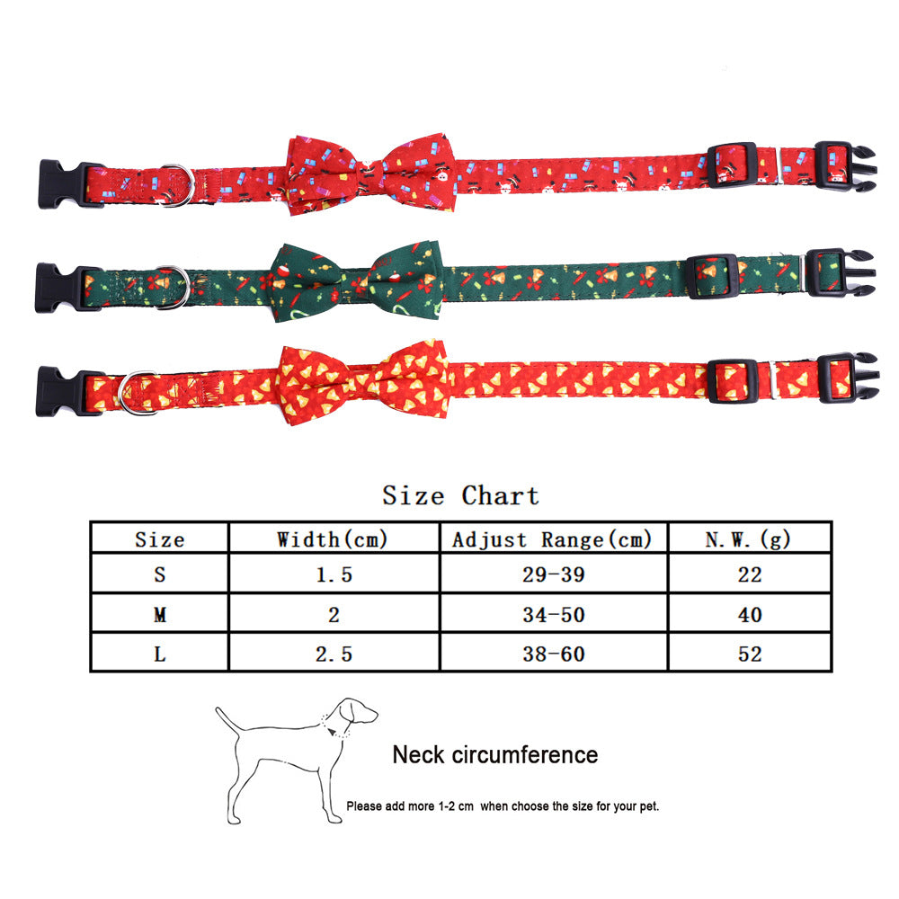 A Large Dog Bow On A Christmas Pet Collar