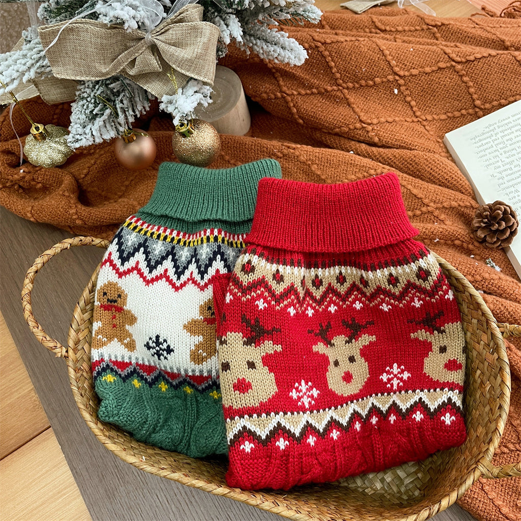 Red and Green Gingerbread Pet Sweater