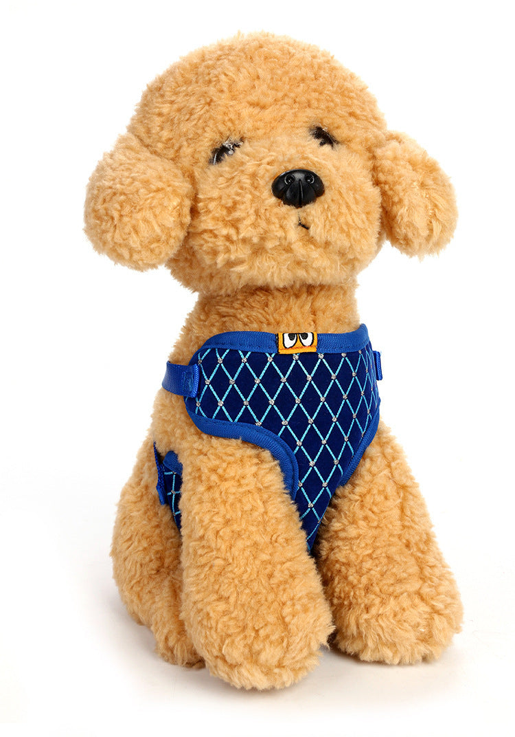 Dog Leash Breathable Mesh With Flash Diamond Nylon Pet Chest Back Leash