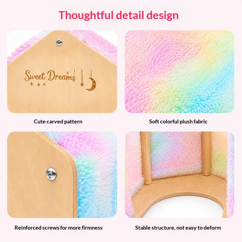 Small Pet Wooden House Guinea Pig Sleeping Nest Four-Season Universal Warm Colorful House