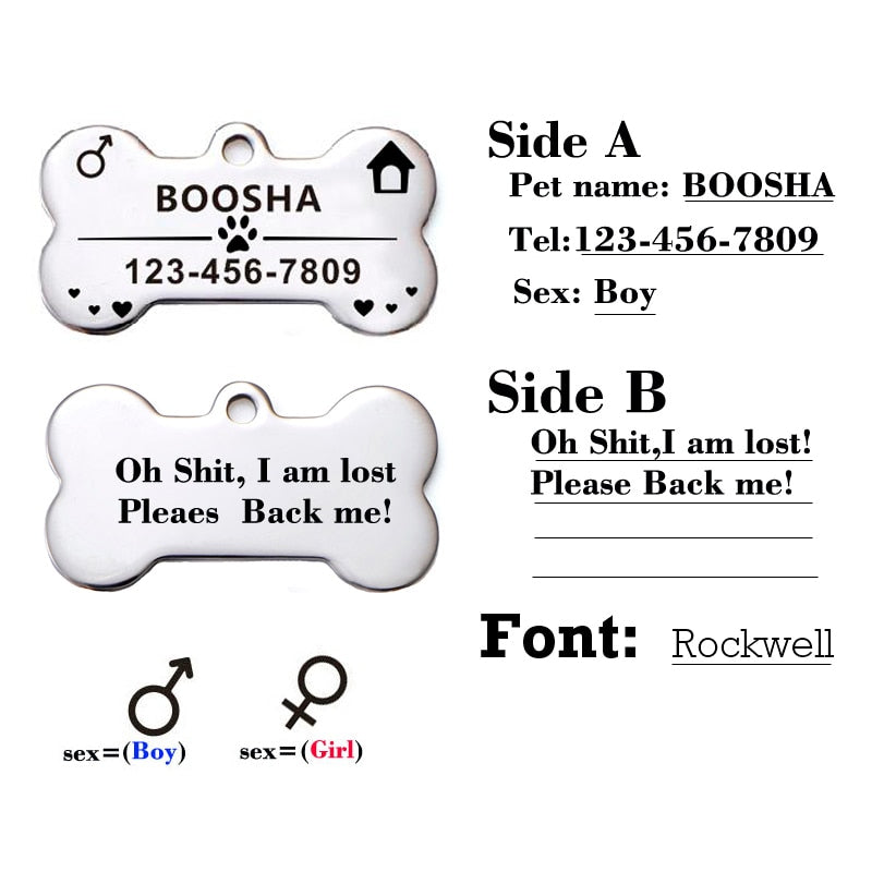 Personalized Stainless Steel Dog ID Tag