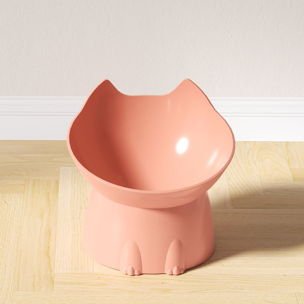 Elevated, Tip-Resistant Plastic Pet Bowl With A Sloped Spout To Support The Neck