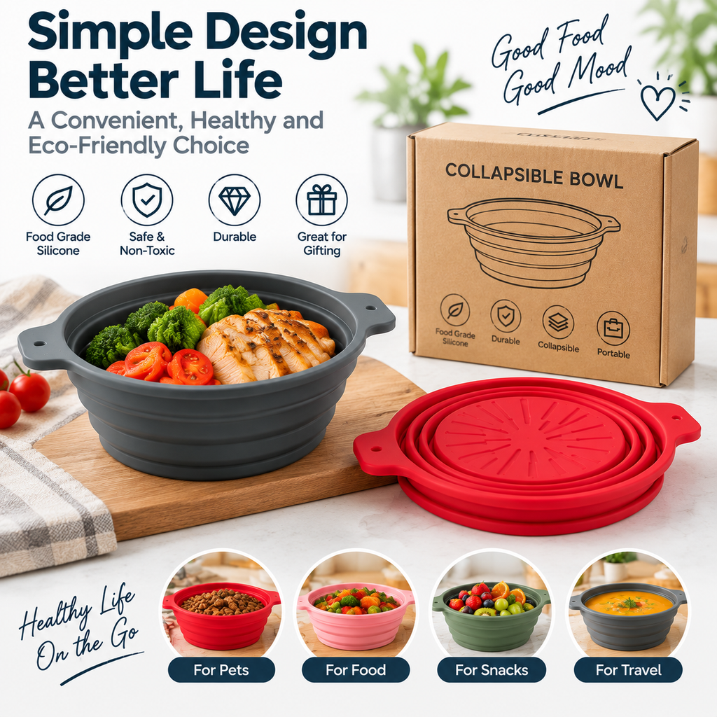 Collapsible Silicone Travel Food Bowl