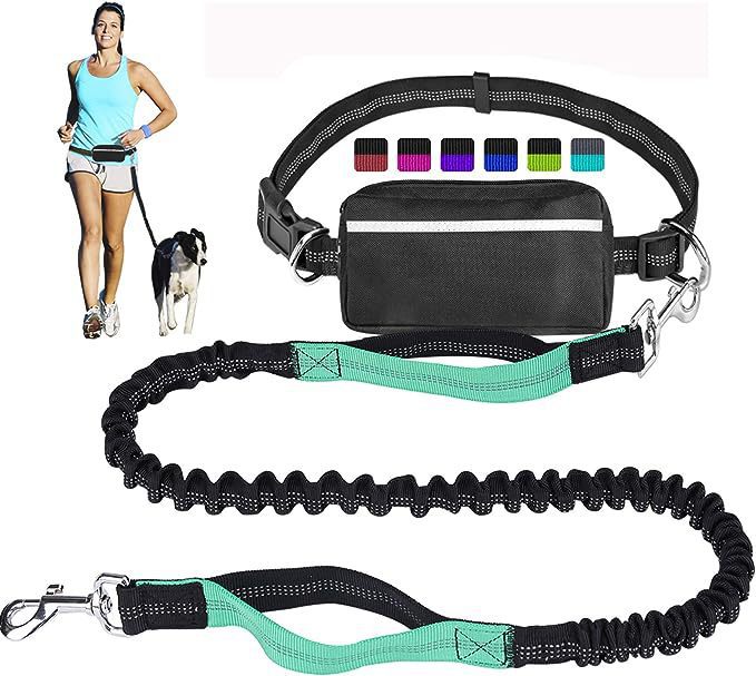 Reflective Dog Running Leash Set With Waist Bag