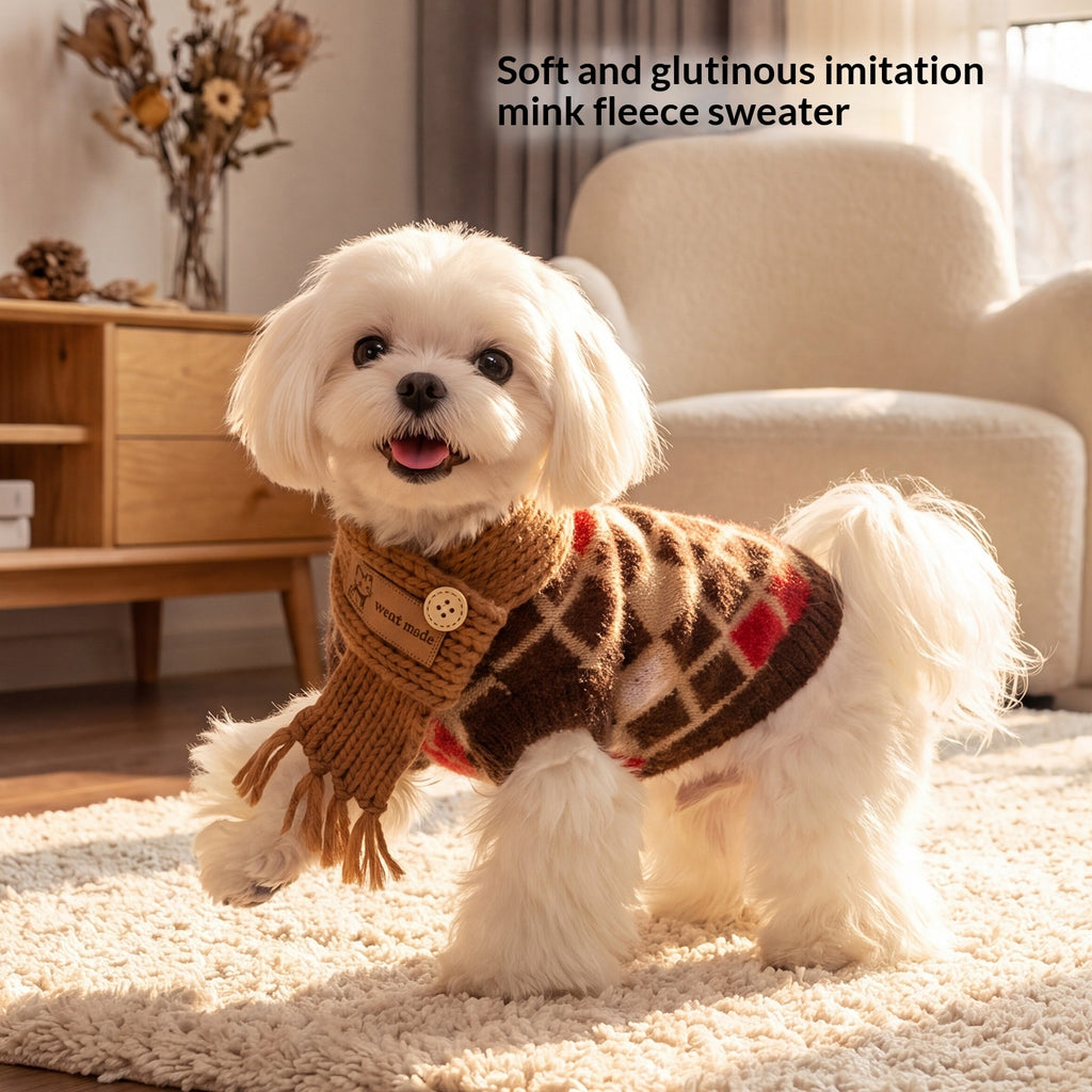 Faux Mink Velvet Pet Scarf-Hoodie Sweater