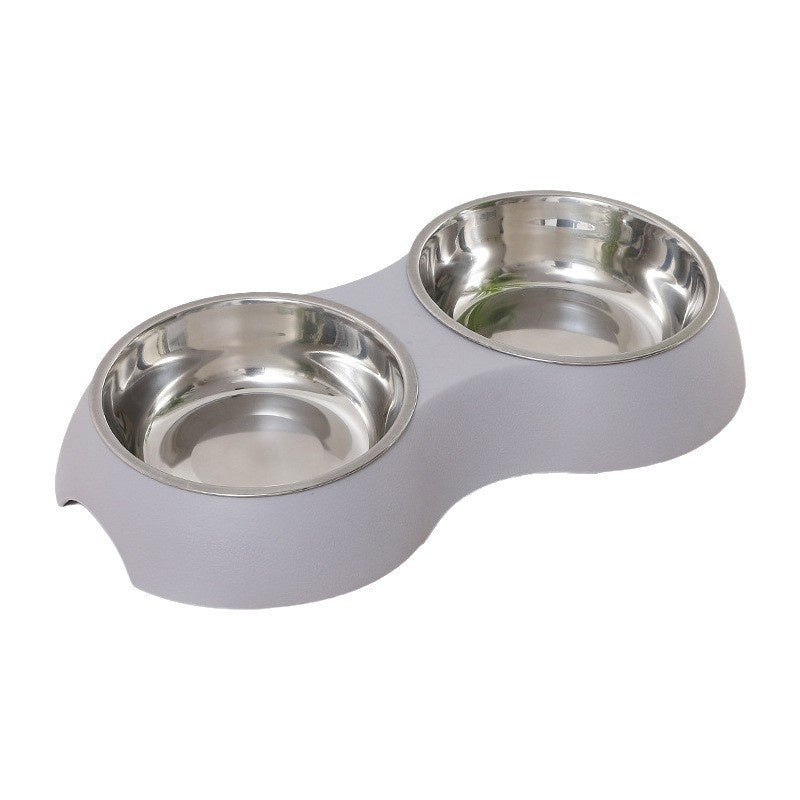 Pet Stainless Steel Double Bowl Dog Feeder In Macaron Colors