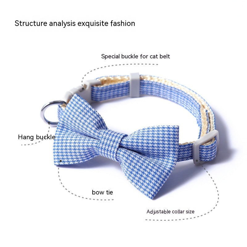 Houndstooth Bow Pet Collar