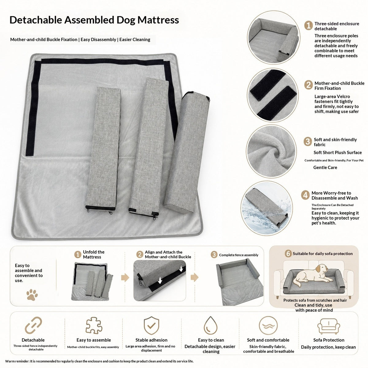 Soft Detachable Pet Sofa Mattress