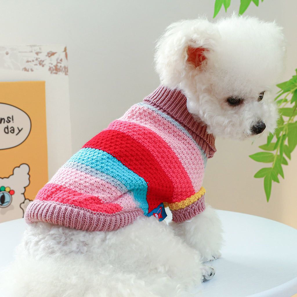 Comfortable Colorful Striped Dog Sweater