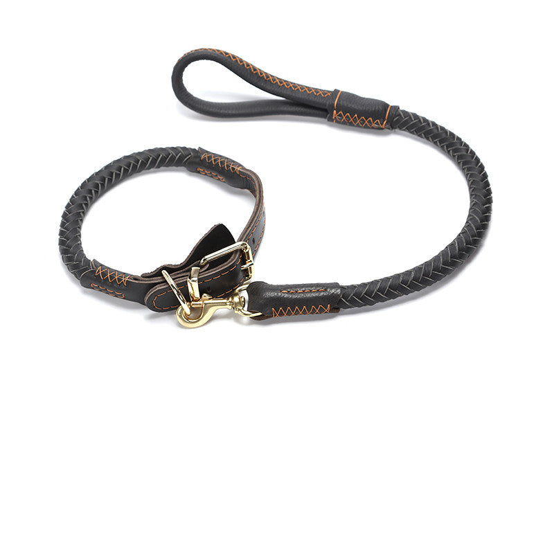 Leather Dog Leash Medium And Large Anti-Breakaway Chain