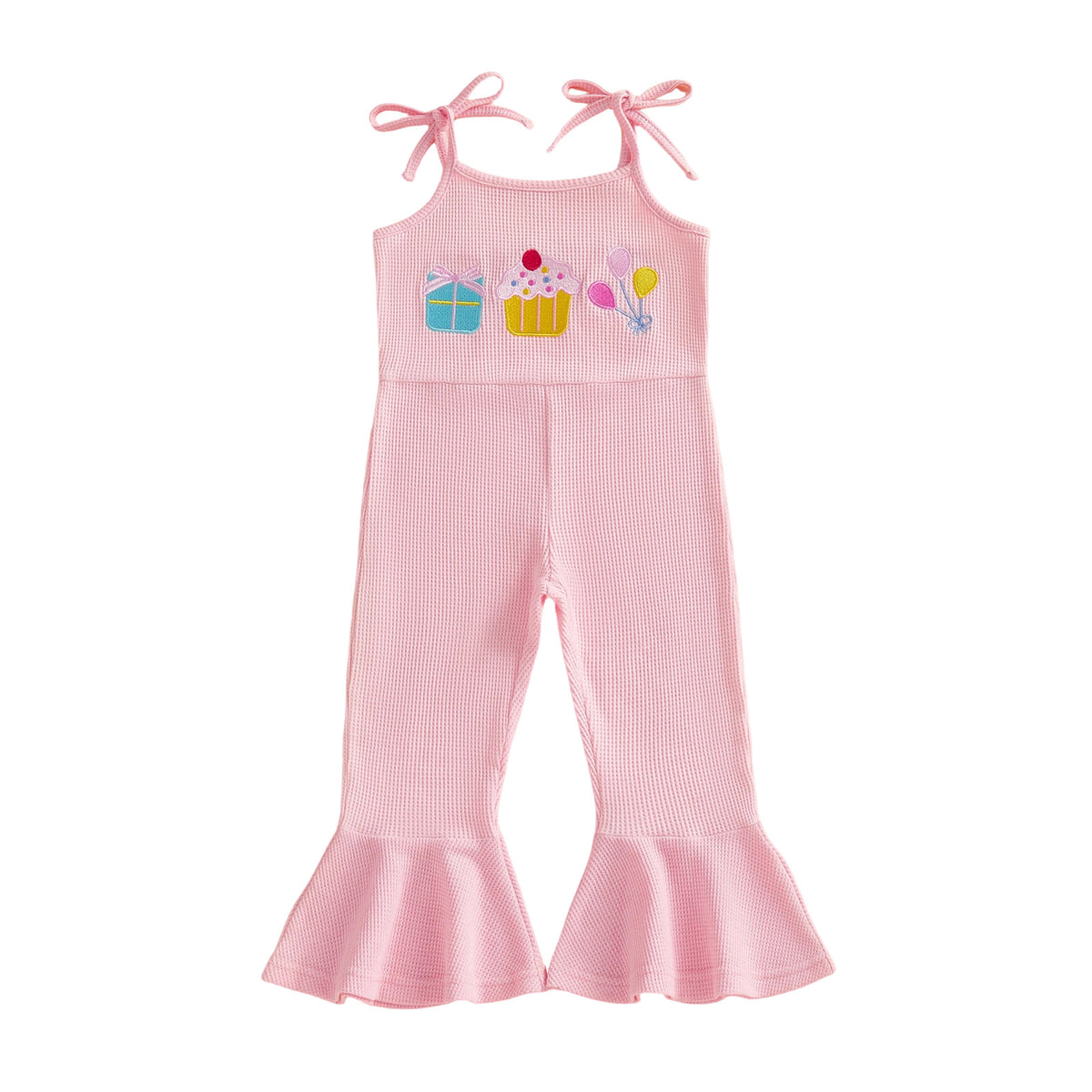 Children's Waffle-Patterned Strap Jumpsuit