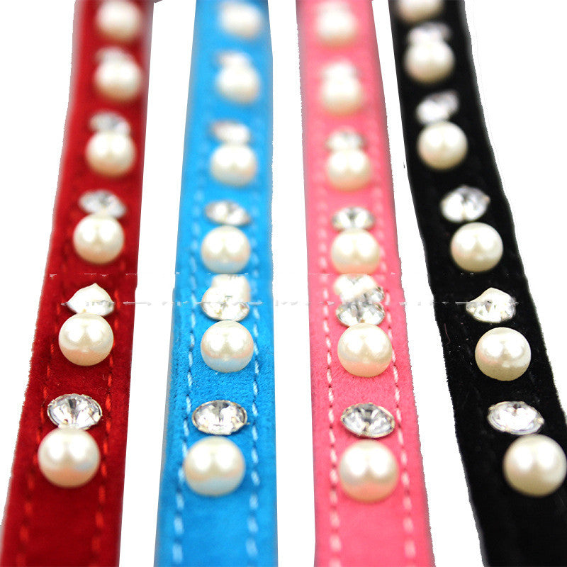 Dog Flocking Pearl Rhinestone Leash