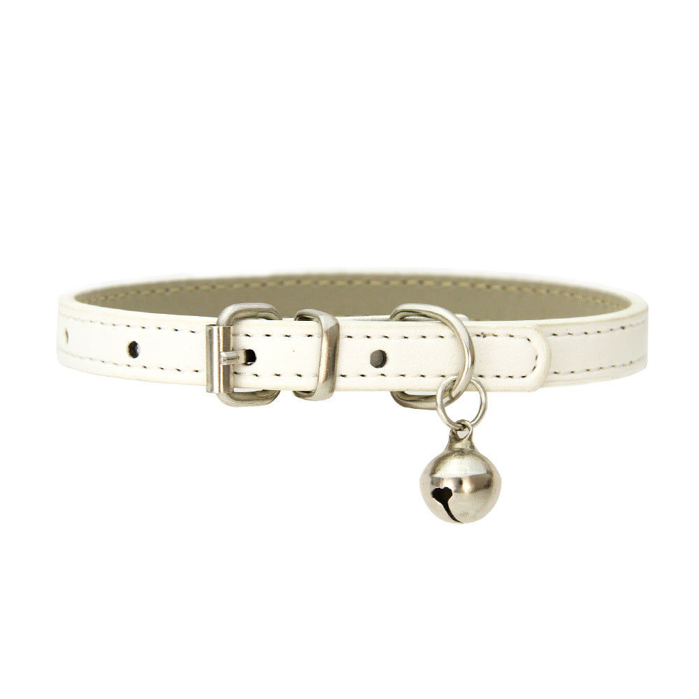 Japanese Style Bell Pu Leather Leash Pet Dog Collar