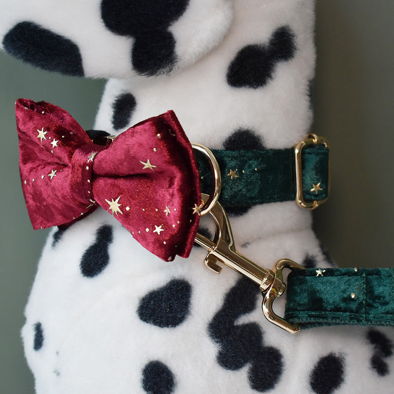 Cotton Dog Collar with Bow Tie
