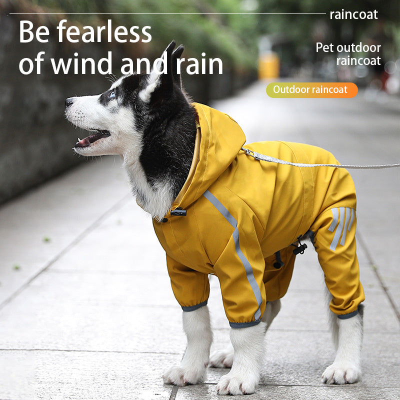 Reflective Cape-Style Raincoat For Big Dogs