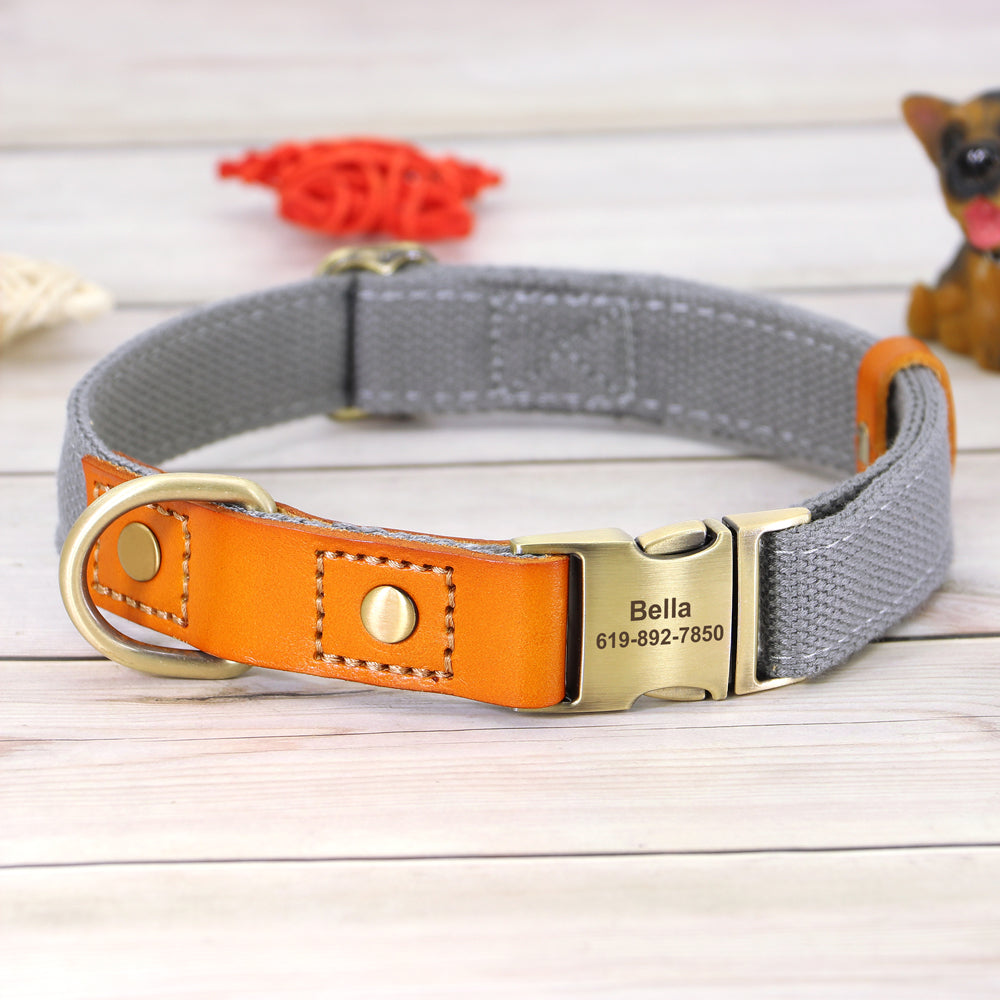 Cowhide Lettering Anti-Lost Dog Collar
