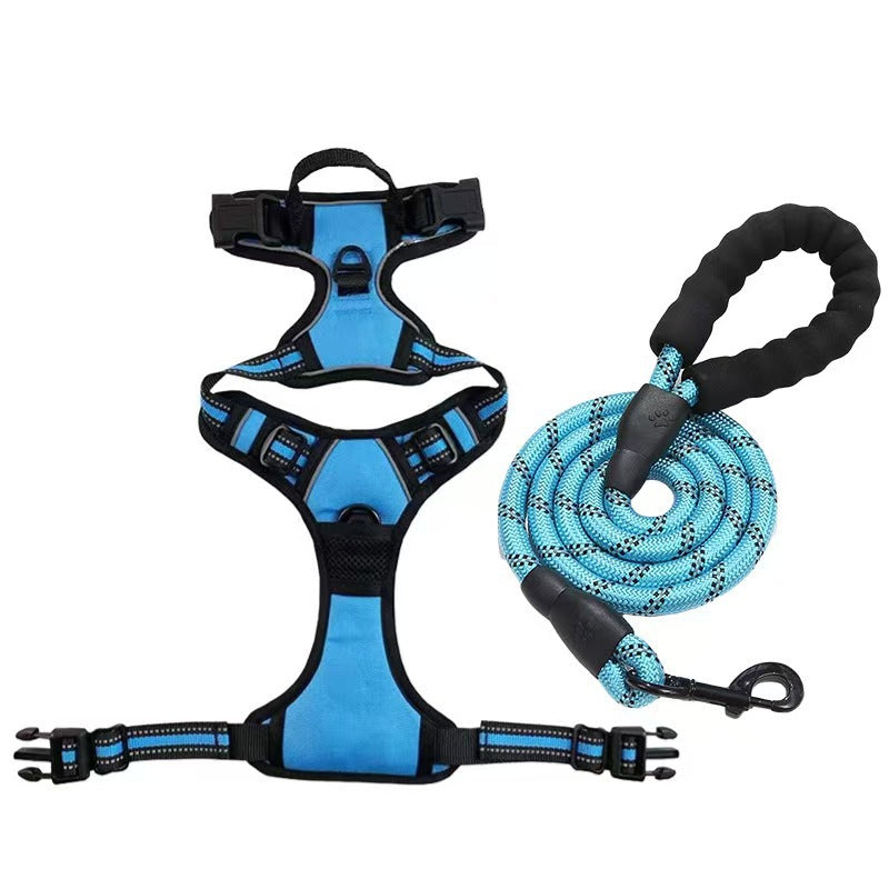 Multi-Layer All-In-One Pet Dog Harness And Leash Set - Durable Nylon Walking Rope For Small Medium Large Dogs Outdoor Training