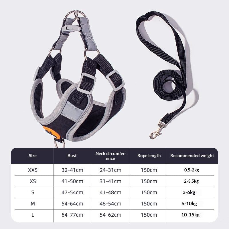 Breathable High-Leg Bichon Frise Harness And Leash