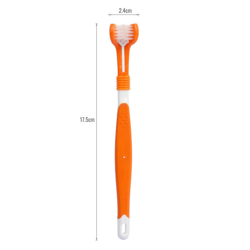 Three-Head Plastic Pet Toothbrush