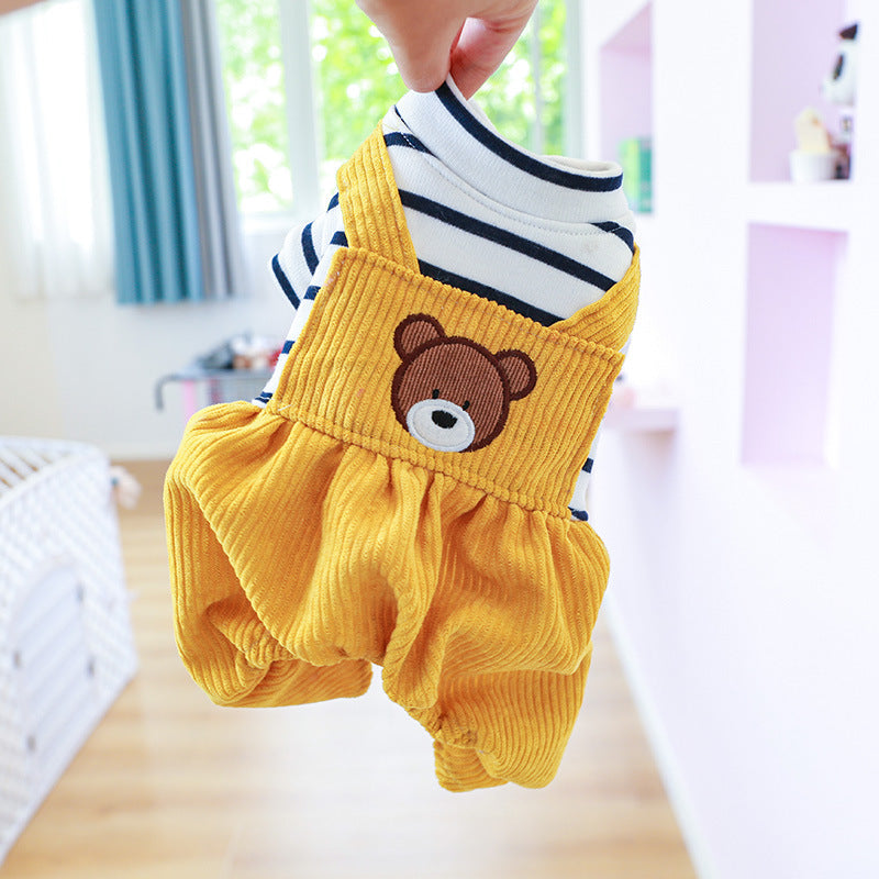 Fleece-Lined Teddy Bear Dog Overalls