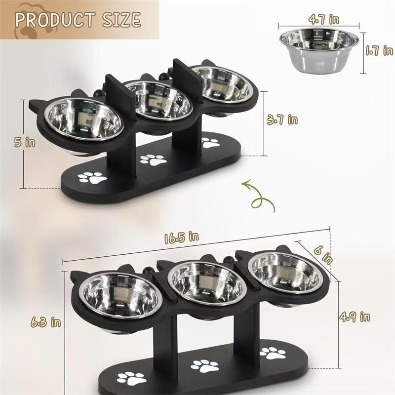 Vertical Pet Feeder Adjustable Wooden Dining Table