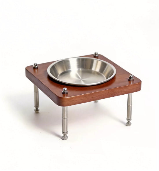 Solid Wood Pet Bowl With Adjustable Height And Angle For Neck Support