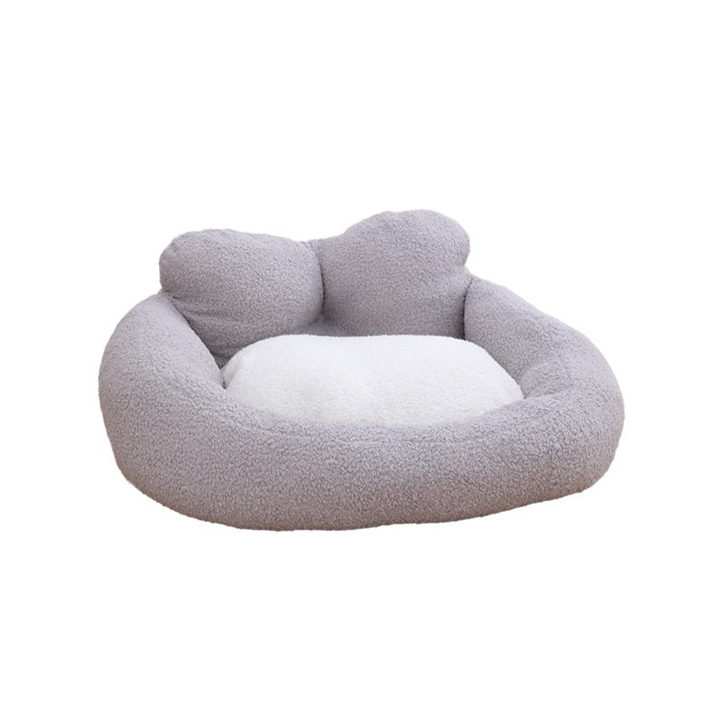 Winter Dog Teddy Fleece Heart-Shaped Bed Removable And Washable